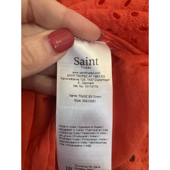 Saint Tropez Women’s Dress XL Coral Tily‎ Eyelet Made In India - Picture 6 of 10